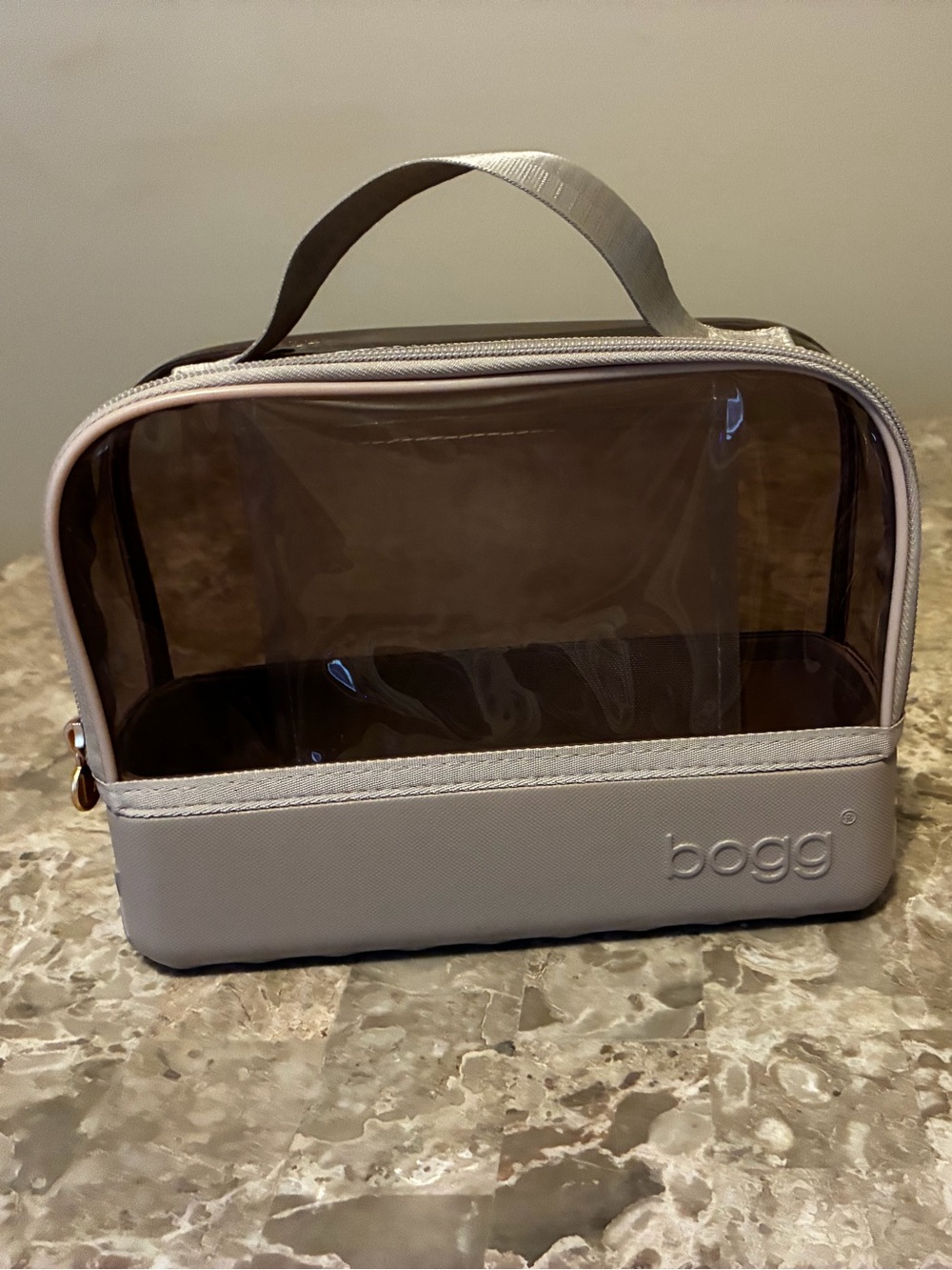 Bogg Clear Travel Toiletry Bag in Taupe/Light Purple